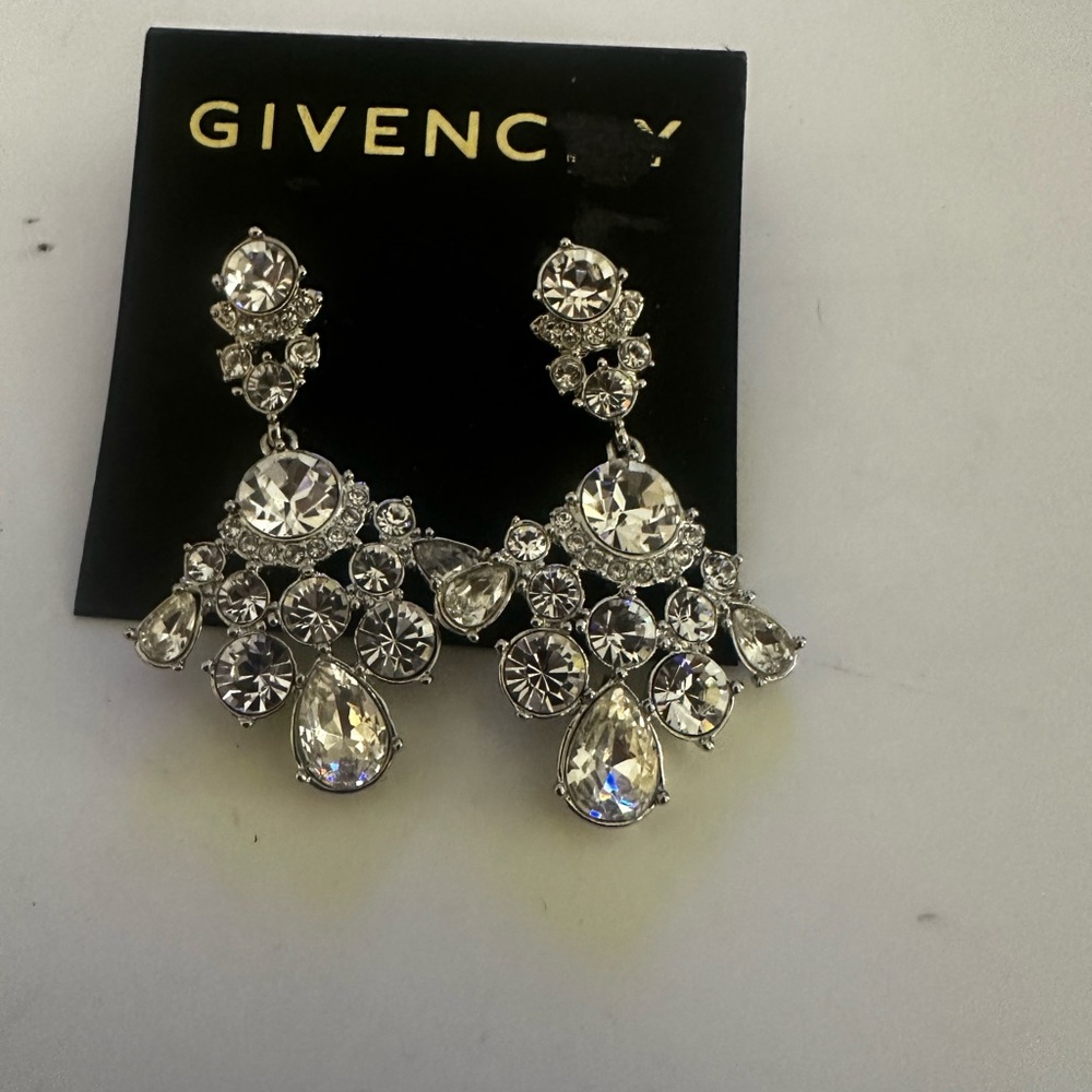 Givenchy Silver and Crystal Statement Earrings - Picture 3 of 4